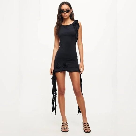 NWT Lioness Opulence Jersey Mini Sheath Dress Black Size M - Picture 1 of 10